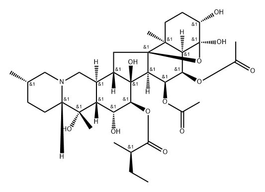 4α,9-Epoxycevane-3β,4,6α,7α,14,15α,16β,20-octol 6,7-diacetate 15-[(R)-2-methylbutanoate] Structure