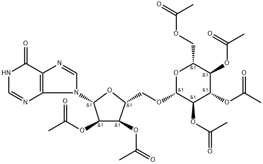 Inosine,5-0-(2,3,4,6-tetra-O-acetyl-β-D-glucopyranosyl)-,2",3'- Structure