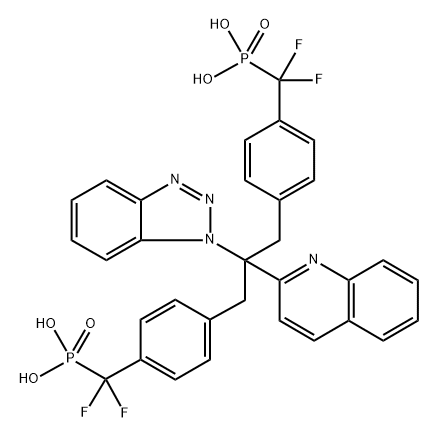 Phosphonic acid, [[2-(1H-benzotriazol-1-yl)-2-(2-quinolinyl)-1,3-propanediyl]bis[4,1-phenylene(difluoromethylene)]]bis- Structure