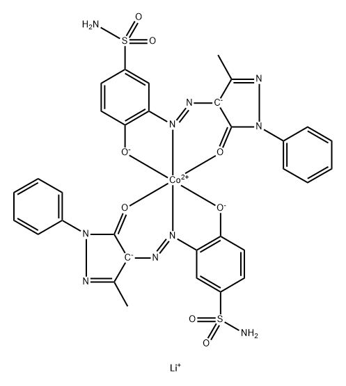 dilithium bis[3-[(4,5-dihydro-3-methyl-5-oxo-1-phenyl-1H-pyrazol-4-yl)azo]-4-hydroxybenzenesulphonamidato(2-)]cobaltate(2-) Structure