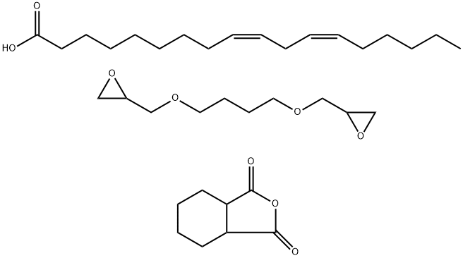 9,12-Octadecadienoic acid (Z,Z)-, dimer, polymer with 2,2'-[1,4-butanediylbis(oxymethylene)]bis[oxirane] and hexahydro-1,3-isobenzofurandione,67969-70-4,结构式