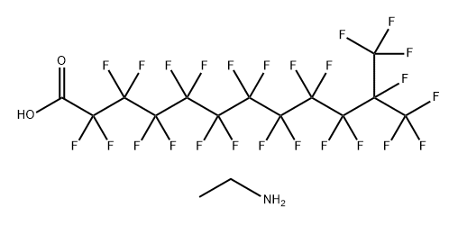 2,2,3,3,4,4,5,5,6,6,7,7,8,8,9,9,10,10,11,12,12,12-docosafluoro-11-(trifluoromethyl)lauric acid, compound with ethylamine (1:1) 结构式