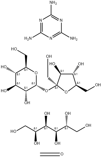 .alpha.-D-Glucopyranoside, .beta.-D-fructofuranosyl, polymer with formaldehyde, D-glucitol and 1,3,5-triazine-2,4,6-triamine, 2-phenoxyethylated 化学構造式