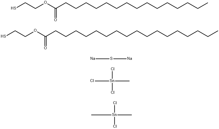 Octadecanoic acid, 2-mercaptoethyl ester, reaction products with dichlorodimethylstannane, 2-mercaptoethyl palmitate, sodium sulfide and trichloromethylstannane Structure