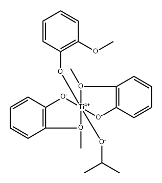 bis(2-methoxyphenolato-O,O')(2-methoxyphenolato-O1)(propan-2-olato)titanium Structure