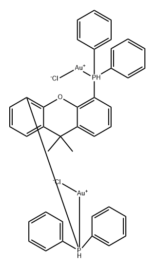 Gold, dichloro[μ-[1,1'-(9,9-dimethyl-9H-xanthene-4,5-diyl)bis[1,1-diphenylphosphine-κP]]]di- 化学構造式