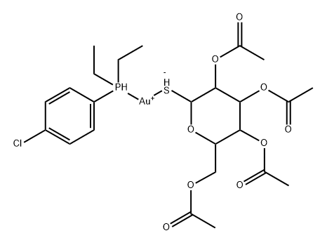 Gold, (4-chlorophenyl)diethylphosphine(1-thio-.beta.-D-glucopyranose 2,3,4,6-tetraacetato-S)-,68611-94-9,结构式