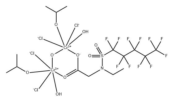 diaquatetrachloro[mu-[N-ethyl-N-[(undecafluoropentyl)sulphonyl]glycinato-O1:O1']]-mu-hydroxybis(propan-2-ol)dichromium  Structure