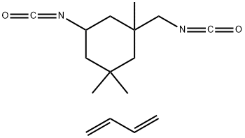 Cyclohexane, 5-isocyanato-1-(isocyanatomethyl)-1,3,3-trimethyl-, polymer with hydroxy-terminated polybutadiene Struktur
