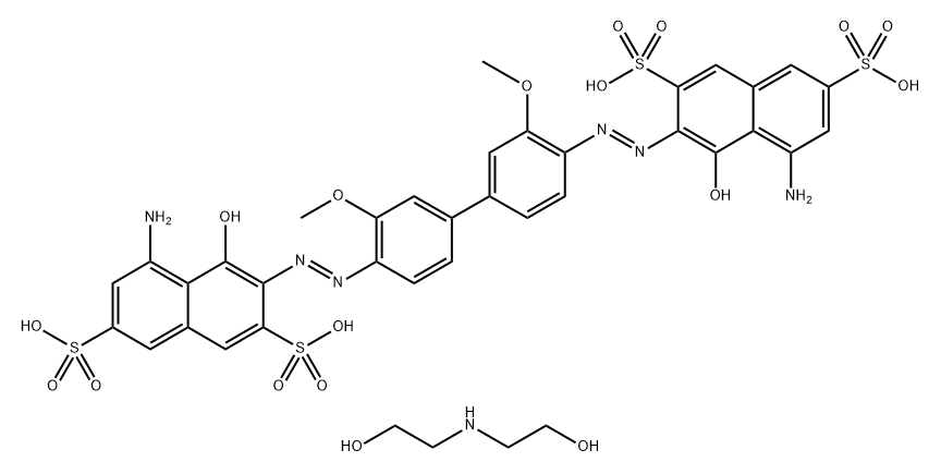 3,3'-[(3,3'-dimethoxy[1,1'-biphenyl]-4,4'-diyl)diazo]bis[5-amino-4-hydroxynaphthalene-2,7-disulphonic] acid, sodium salt, compound with 2,2'-iminodiethanol Structure