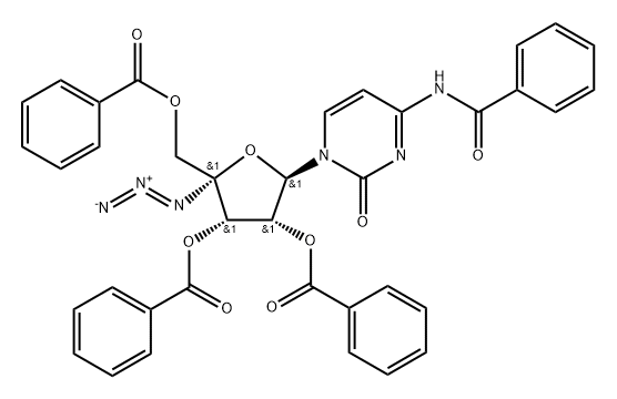 Cytidine, 4'-C-azido-N-benzoyl-, 2',3',5'-tribenzoate,690270-09-8,结构式