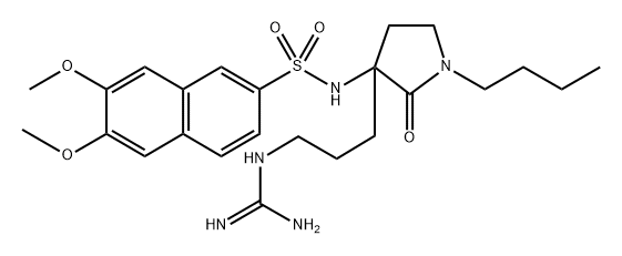 2-Naphthalenesulfonamide, N-[3-[3-[(aminoiminomethyl)amino]propyl]-1-butyl-2-oxo-3-pyrrolidinyl]-6,7-dimethoxy- Struktur