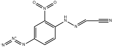 2-nitro-4-azidocarbonylcyanide phenylhydrazone Struktur