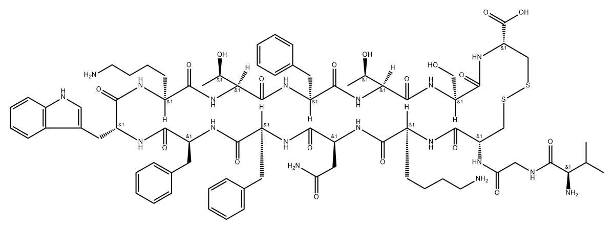 somatostatin, Val(1)-Trp(8)-,69405-26-1,结构式