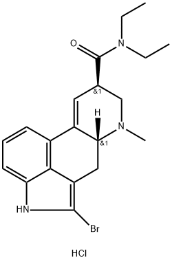 Ergoline-8-carboxamide, 2-bromo-9,10-didehydro-N,N-diethyl-6-methyl-, hydrochloride (1:), (8β)- Structure