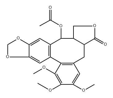 Benzo(3,4)furo(3',4':6,7)cycloocta(1,2-F)(1,3)benzodioxol-3(1H)-one, 14-(acetyloxy)-3A,4,14,14A-tetrahydro-6,7,8-trimethoxy-, stereoisomer 结构式