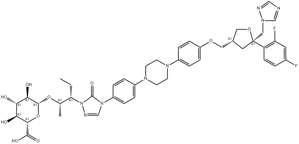 697751-82-9 D-threo-Pentitol, 2,5-anhydro-1,3,4-trideoxy-2-C-(2,4-difluorophenyl)-4-[[4-[4-[4-[1-[(1S,2S)-1-ethyl-2-(β-D-glucopyranuronosyloxy)propyl]-1,5-dihydro-5-oxo-4H-1,2,4-triazol-4-yl]phenyl]-1-piperazinyl]phenoxy]methyl]-1-(1H-1,2,4-triazol-1-yl)-