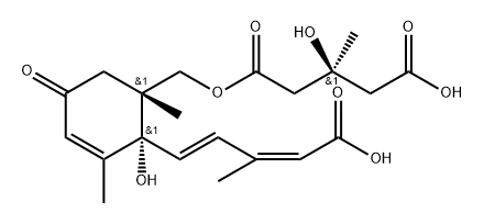 Pentanedioic acid, 3-hydroxy-3-methyl-, mono[[2-(4-carboxy-3-methyl-1,3-butadienyl)-2-hydroxy-1,3-dimethyl-5-oxo-3-cyclohexen-1-yl]methyl] ester, [1R-[1α(S*),2α,2(1E,3Z)]]- (9CI) Struktur