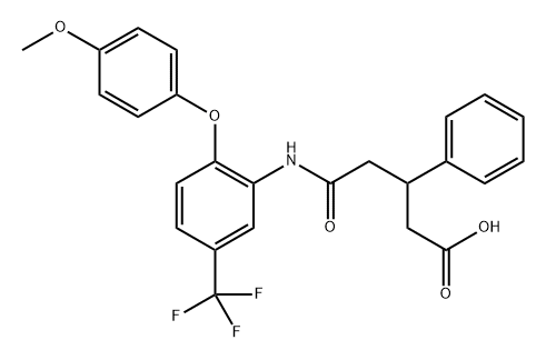 Benzenepropanoic acid, β-[2-[[2-(4-methoxyphenoxy)-5-(trifluoromethyl)phenyl]amino]-2-oxoethyl]- Struktur