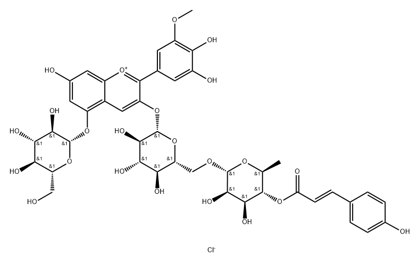 矮牵牛素-3-O-芸香糖苷(反-对香豆酰)-5-O-葡萄糖苷,69915-09-9,结构式