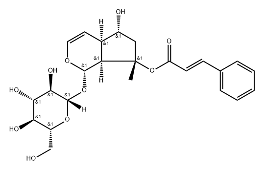 β-D-Glucopyranoside, (1S,4aR,5R,7S,7aS)-1,4a,5,6,7,7a-hexahydro-5-hydroxy-7-methyl-7-[[(2E)-1-oxo-3-phenyl-2-propen-1-yl]oxy]cyclopenta[c]pyran-1-yl Structure