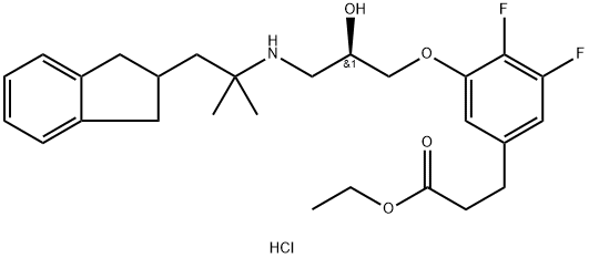 Benzenepropanoic acid, 3-[(2R)-3-[[2-(2,3-dihydro-1H-inden-2-yl)-1,1-diMethylethyl]aMino]-2-hydroxypropoxy]-4,5-difluoro-, ethyl ester, hydrochloride (1:1)|