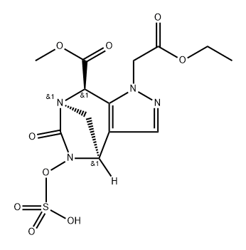 rel-1-Ethyl (4R,7R,8R)-4,5,6,8-tetrahydro-8- (methoxycarbonyl)-6-oxo-5-(sulfooxy)-1H-4,7- methanopyrazolo[3,4-e][1,3]diazepine-1- acetate Structure