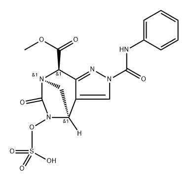 rel-8-Methyl (4R,7R,8R)-2,5,6,8-tetrahydro-6- oxo-2-[(phenylamino)carbonyl]-5-(sulfooxy)- 4H-4,7-methanopyrazolo[3,4-e][1,3] diazepine-8-carboxylate Structure