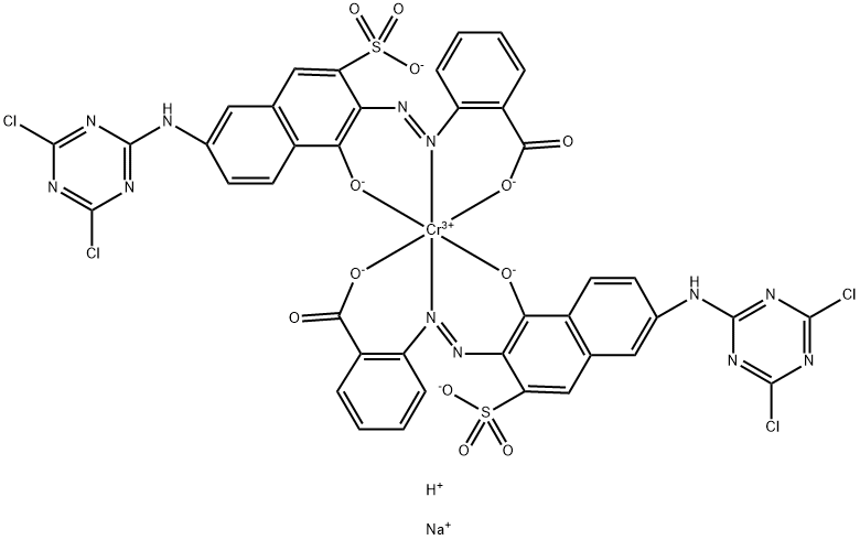 disodium hydrogen bis[2-[[6-[(4,6-dichloro-1,3,5-triazin-2-yl)amino]-1-hydroxy-3-sulpho-2-naphthyl]azo]benzoato(3-)]chromate(3-) Structure