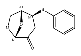 .beta.-D-erythro-Hexopyranos-2-ulose, 1,6-anhydro-3-deoxy-4-S-phenyl-4-thio-,71021-06-2,结构式
