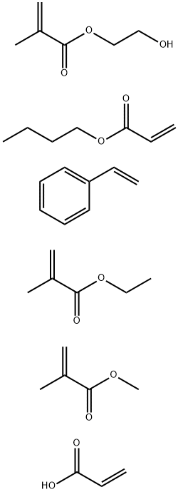 2-Propenoic acid, 2-methyl-, ethyl ester, polymer with butyl 2-propenoate, ethenylbenzene, 2-hydroxyethyl 2-methyl-2-propenoate, methyl 2-methyl-2-propenoate and 2-propenoic acid 化学構造式