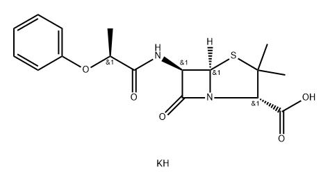 4-Thia-1-azabicyclo[3.2.0]heptane-2-carboxylic acid, 3,3-dimethyl-7-oxo-6-[(1-oxo-2-phenoxypropyl)amino]-, monopotassium salt, [2S-[2α,5α,6β(R*)]]- (9CI) Structure