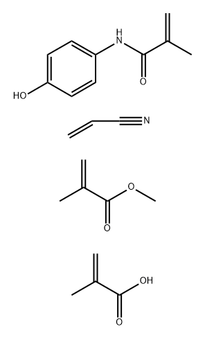 Copolymer of 4'-hydroxy-N-methacrylanilide with 2-acrylonitrile, methyl methacrylate and methacrylic acid Struktur