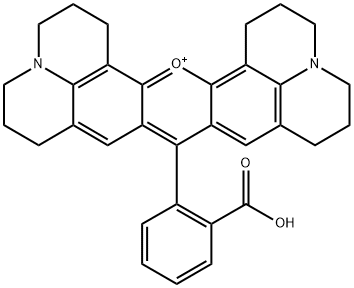 1H,5H,11H,15H-Xantheno[2,3,4-ij:5,6,7-i'j']diquinolizin-18-ium, 9-(2-carboxyphenyl)-2,3,6,7,12,13,16,17-octahydro- 化学構造式