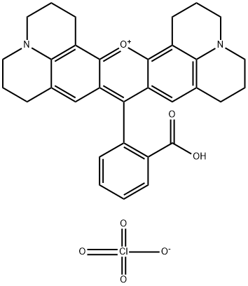9-(2-carboxyphenyl)-2,3,6,7,12,13,16,17-octahydro-1H,5H,11H,15H-xantheno[2,3,4-ij:5,6,7-i'j']diquinolizin-18-ium perchlorate Struktur