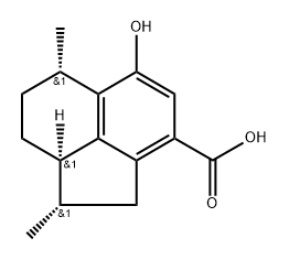 (-)-1,2,6,7,8,8aα-Hexahydro-5-hydroxy-1α,6α-dimethyl-3-acenaphthylenecarboxylic acid Structure