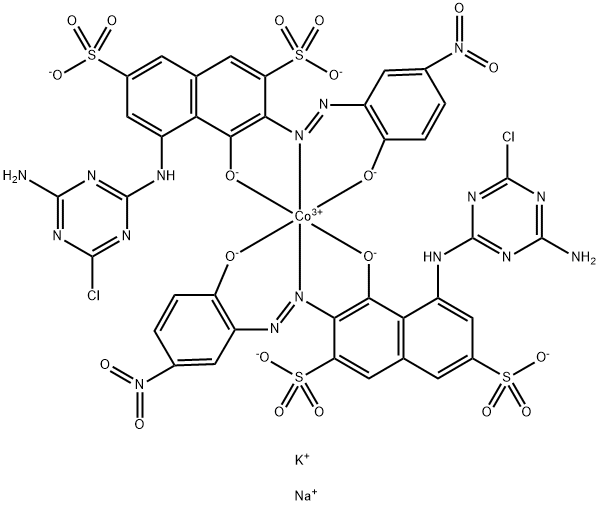 73038-30-9 二[5-[(4-氨基-6-氯-1,3,5-三嗪-2-基)氨基]-4-羟基-3-[(2-羟基-5-硝基苯基)偶氮]-2,7-萘二磺酸根合(4-)]钴酸(5-)四钾钠