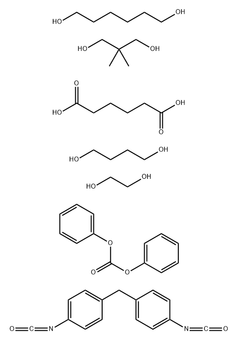 Hexanedioic acid, polymer with 1,4-butanediol, 2,2-dimethyl-1,3-propanediol, diphenyl carbonate, 1,2-ethanediol, 1,6-hexanediol and 1,1-methylenebis4-isocyanatobenzene Structure
