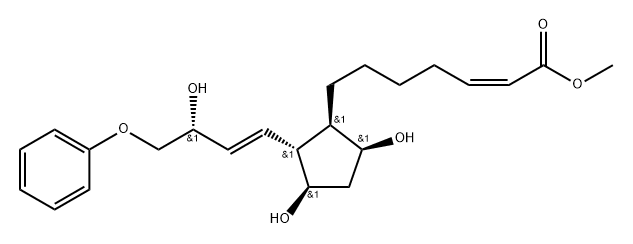(E)-7-[(1R)-3α,5α-Dihydroxy-2β-[(E,R)-4-phenoxy-3-hydroxy-1-butenyl]cyclopentan-1α-yl]-5-heptenoic acid methyl ester Struktur