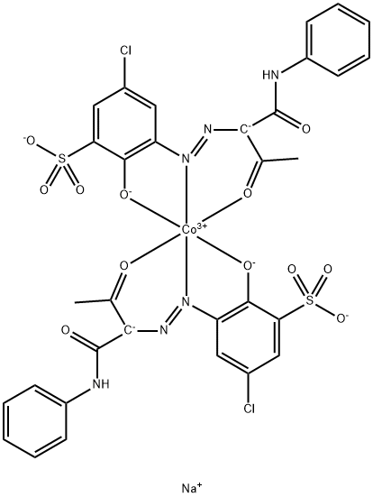 二[5-氯-2-羟基-3-[[2-氧代-1-[(苯基氨基)羰基]丙基]偶氮]苯磺酸根合]钴酸三钠, 73324-01-3, 结构式