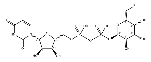 Uridine 5'-(trihydrogen diphosphate), P'-(6-deoxy-6-fluoro-α-D-galactopyranosyl) ester 化学構造式