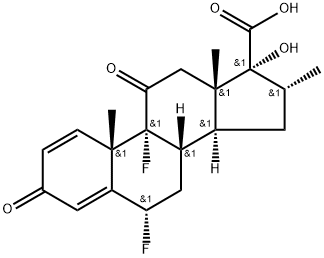 Androsta-1,4-diene-17-carboxylic acid, 6,9-difluoro-17-hydroxy-16-methyl-3,11-dioxo-, (6α,16α,17α)- (9CI) 化学構造式