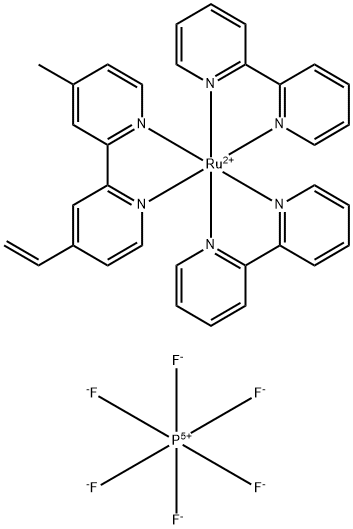 RUTHENIUM(2+), BIS(2,2'-BIPYRIDINE-ΚN1,ΚN1')(4-ETHENYL-4'-METHYL-2,2'-BIPYRIDINE-ΚN1,ΚN1')-, (OC-6-33)-, HEXAFLUOROPHOSPHATE(1-) (1:2),74171-79-2,结构式