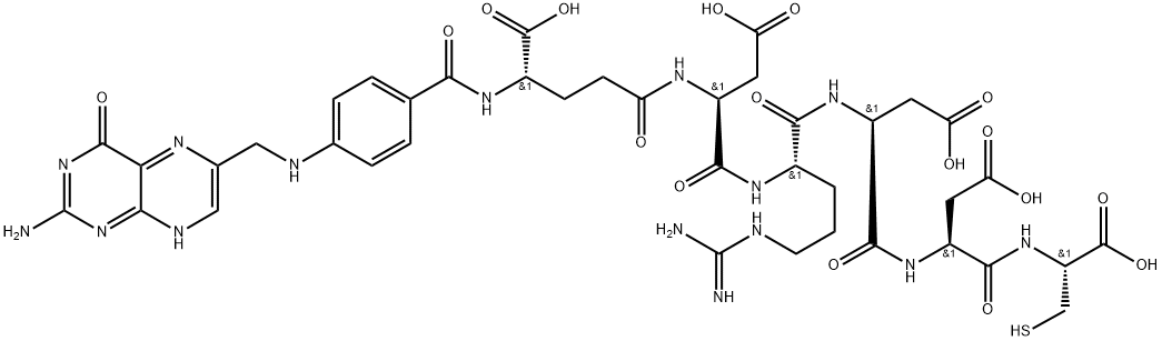 L-?Cysteine, N-?[4-?[[(2-?amino-?3,?4-?dihydro-?4-?oxo-?6-?pteridinyl)?methyl]?amino]?benzoyl]?-?L-?γ-?glutamyl-?L-?α-?aspartyl-?L-?arginyl-?L-?α-?aspartyl-?L-?α-?aspartyl- Structure