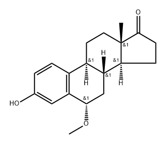 3-ヒドロキシ-6α-メトキシエストラ-1,3,5(10)-トリエン-17-オン 化学構造式