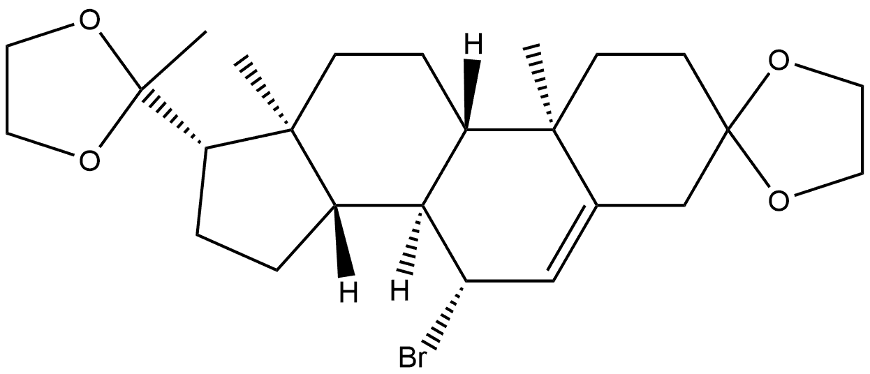 Pregn-5-ene-3,20-dione, 7-bromo-, cyclic bis(1,2-ethanediyl acetal), (7β)- (9CI) Structure