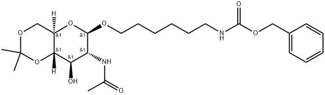 Carbamic acid, 6-2-(acetylamino)-2-deoxy-4,6-O-(1-methylethylidene)-.beta.-D-glucopyranosyloxyhexyl-, phenylmethyl ester 化学構造式