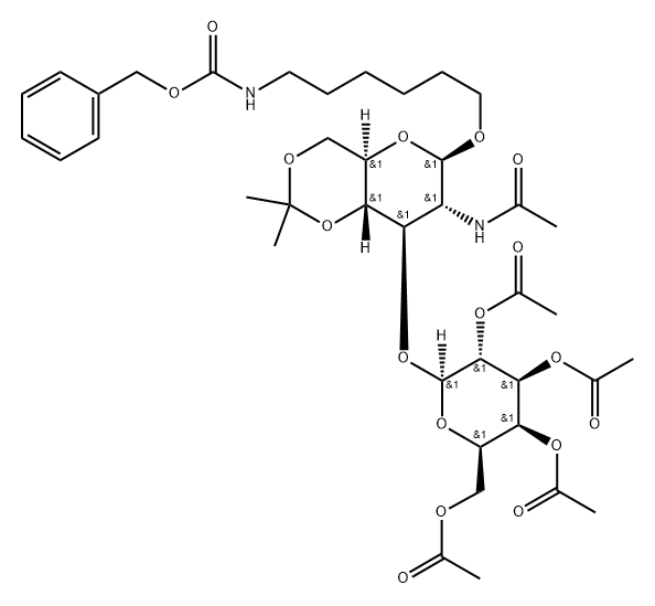 74653-36-4 Carbamic acid, 6-2-(acetylamino)-2-deoxy-4,6-O-(1-methylethylidene)-3-O-(2,3,4,6-tetra-O-acetyl-.beta.-D-galactopyranosyl)-.beta.-D-glucopyranosyloxyhexyl-, phenylmethyl ester