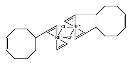 Rhodium, bis[5,6-bis(eta2-ethenyl)cyclooctene]di-mu-chlorodi-, stereoi somer,74811-03-3,结构式