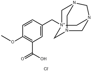 3,5,7-Triaza-1-azoniatricyclo[3.3.1.13,7]decane, 1-[(3-carboxy-4-methoxyphenyl)methyl]-, chloride 化学構造式